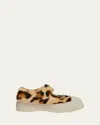 Marni Pablo Leopard Print Genuine Shearling Mary Jane Sneaker In Leopard