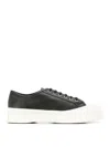 Marni Pablo Leather Flatform Sneakers In Black
