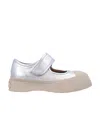 Marni Mary Jane Metallic Wrinkled Sneakers In Nude