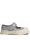 Marni Gray Calfskin Low-top Sneakers With Hook-and-loop Closure In Grey