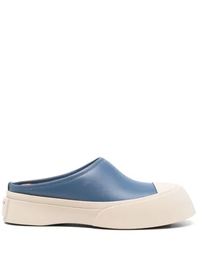 Marni Mary Jane Leather Slippers In Blue