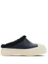 Marni Leather Mules With Rubber Toe And Sole In Black