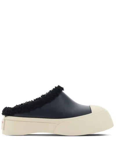 Marni Pablo Leather And Shearling Clog In Black