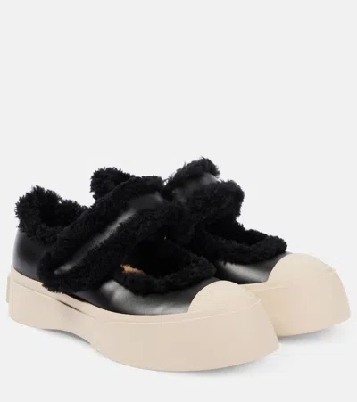 MARNI PABLO SHEARLING-LINED LEATHER SNEAKERS