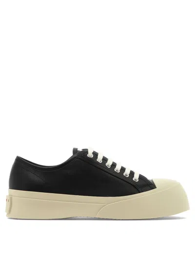 Marni Pablo Leather Low Top Sneakers In Brown