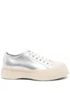Marni Low-top Metallic Finish Sneakers With Rubber Sole In Silver