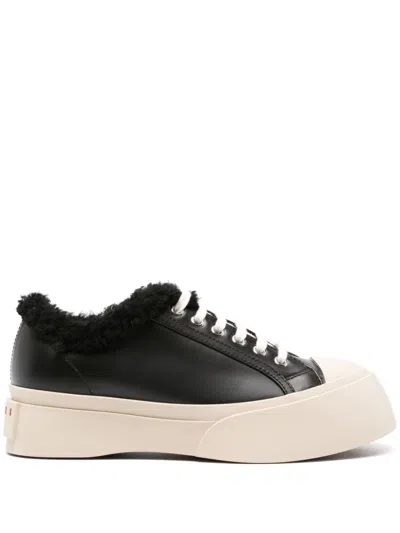 Marni Black Leather And Shearling Pablo Sneaker