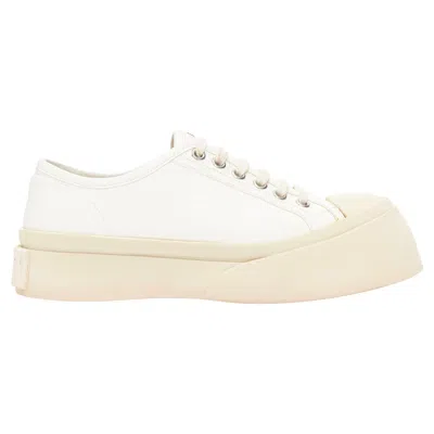 Pre-owned Marni Pablo White Leather Chunky Wide Toe Lace Up Low Top Sneakers Eu36