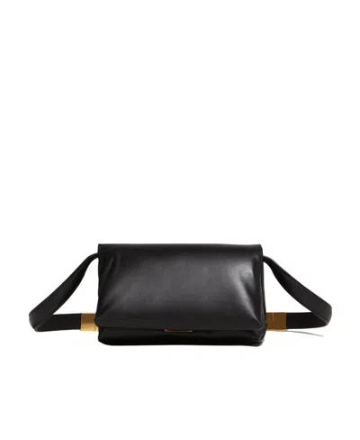 Marni Padded Calf-leather Crossbody Bag In Black