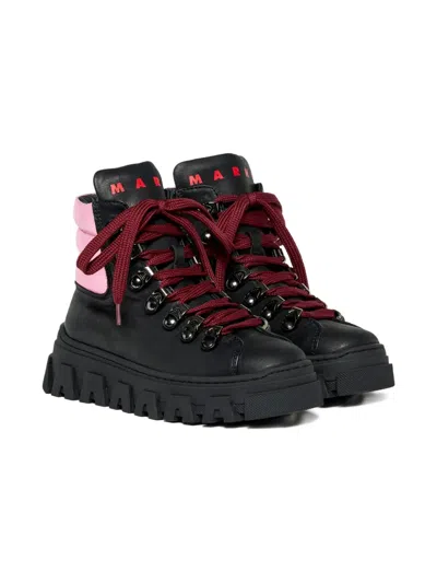 MARNI PADDED-COLLAR LACE-UP BOOTS