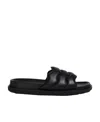 Marni Leather Quilted Strap Slide Sandals In Black