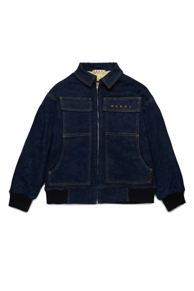 MARNI PADDED JACKET IN MARBLED DENIM