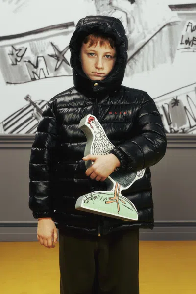Marni Kids' Padded Jacket With Logo In Black