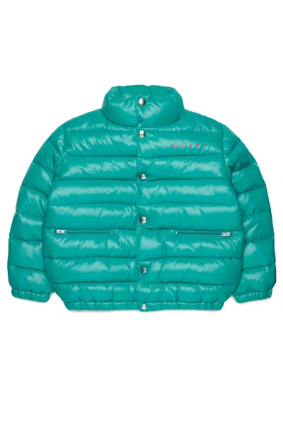 Marni Padded Jacket With Logo In Green