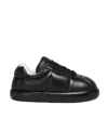 Marni Padded Leather Sneakers With Flat Rubber Sole In Black
