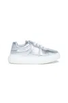 Marni Metallic-finish Lace-up Sneakers In Grey