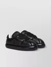 Marni Padded Leather Sneakers With Flat Rubber Sole In Black