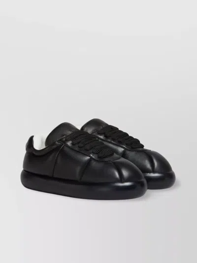 MARNI PADDED LEATHER SNEAKERS WITH FLAT RUBBER SOLE
