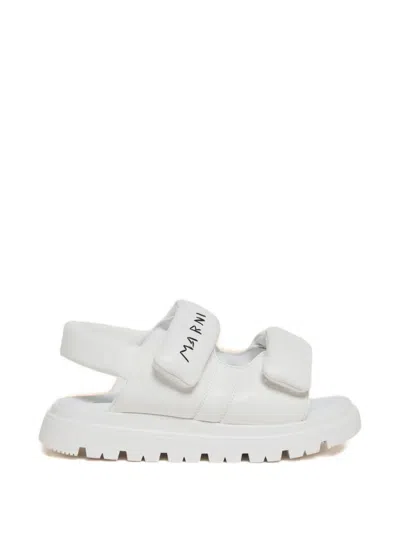 Marni Kids' Padded Logo Sneakers In White