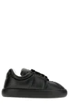 Marni Padded Leather Sneakers With Flat Rubber Sole In Black