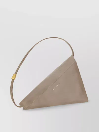 Marni Padded Pattern Calfskin Shoulder Bag In Brown