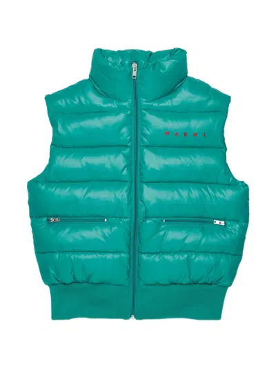 Marni Kids' Padded Sleeveless Gilet In Green