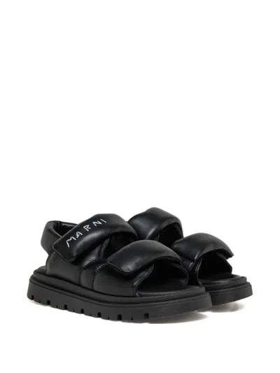 Marni Kids' Padded Straps Sandals In Black