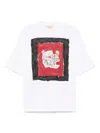 Marni White Cotton T-shirt With Fawn Print In White