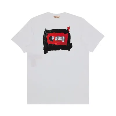 Pre-owned Marni Painted Collage Logo Jersey T-shirt 'lily White'
