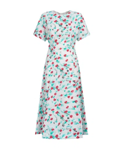 MARNI MARNI FLORAL PRINTED SHORT-SLEEVED MIDI DRESS