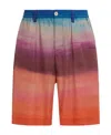 Marni Painterly-print Pleated Cotton Shorts In Red