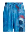 Marni Shorts Aus Seide Mit Malerei-print In Blue