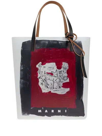 Marni Painterly-print Tote Bag In White