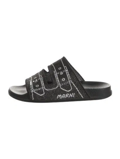 Pre-owned Marni Paisley Print Slides In Black