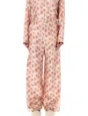 Marni Dusty Pink Silk Palazzo Trousers With Crayon Leopard Print
