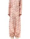 Marni Dusty Pink Silk Palazzo Trousers With Crayon Leopard Print