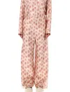 Marni Dusty Pink Silk Palazzo Trousers With Crayon Leopard Print In Clc29