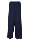 Marni Wide-leg Black Trousers With Elastic Waistband In Blue