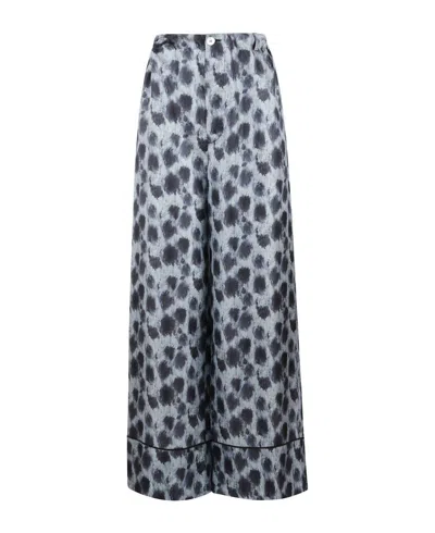 Marni Palazzo Wide-leg Trousers In Antique Silver In Blue
