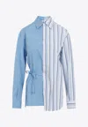 Marni Cotton Shirt With Asymmetric Hem And Striped Pattern In Blue