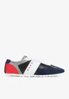 Marni Logo-embroidered Suede-trimmed Leather Sneakers In Multi