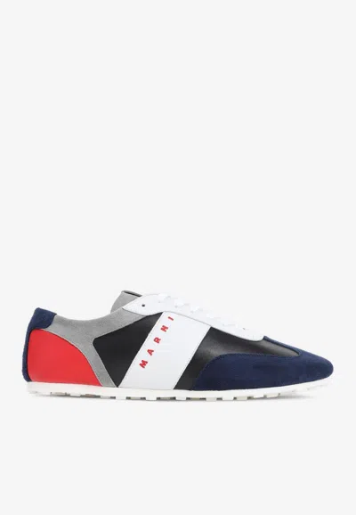MARNI PANELED SUEDE LOW-TOP SNEAKERS