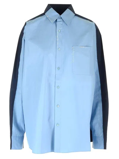 Marni Panelled Long-sleeved Shirt In Sapphire