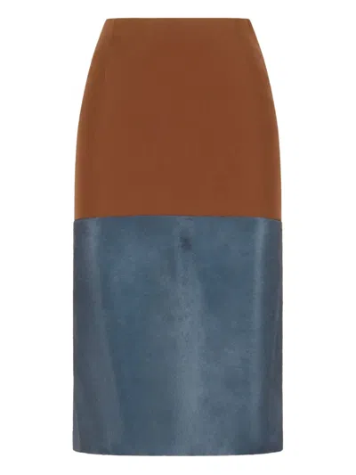 Marni Panelled Midi Skirt In Blue
