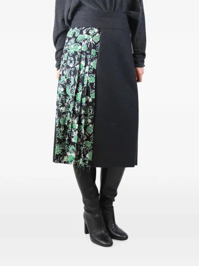 Pre-owned Marni Panelled Midi Skirt In Gray