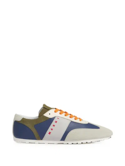 Marni Panelled Suede-trimmed Sneakers In Animal Print