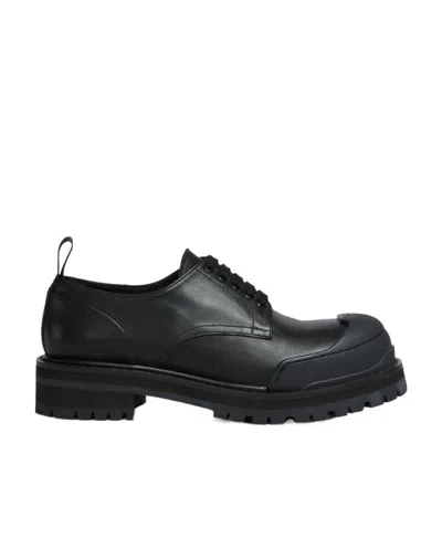 Marni Dada Rubber-trimmed Leather Brogues In Black