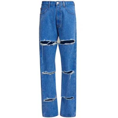 Marni Cur-out Cotton Jeans In Blue