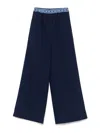 Marni Wide-leg Black Trousers With Elastic Waistband In Blue