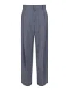 Marni Checked Wide-leg Trousers With Front Pleats And Concealed Zip In Blue